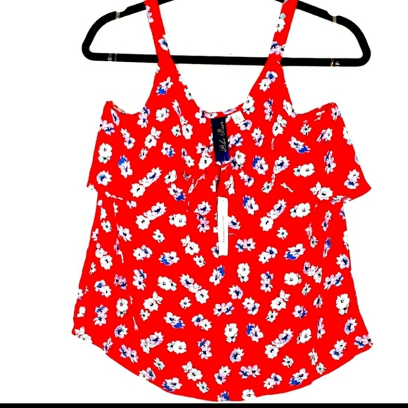 Blue Rain red foral printed tank top size s - Picture 2 of 3